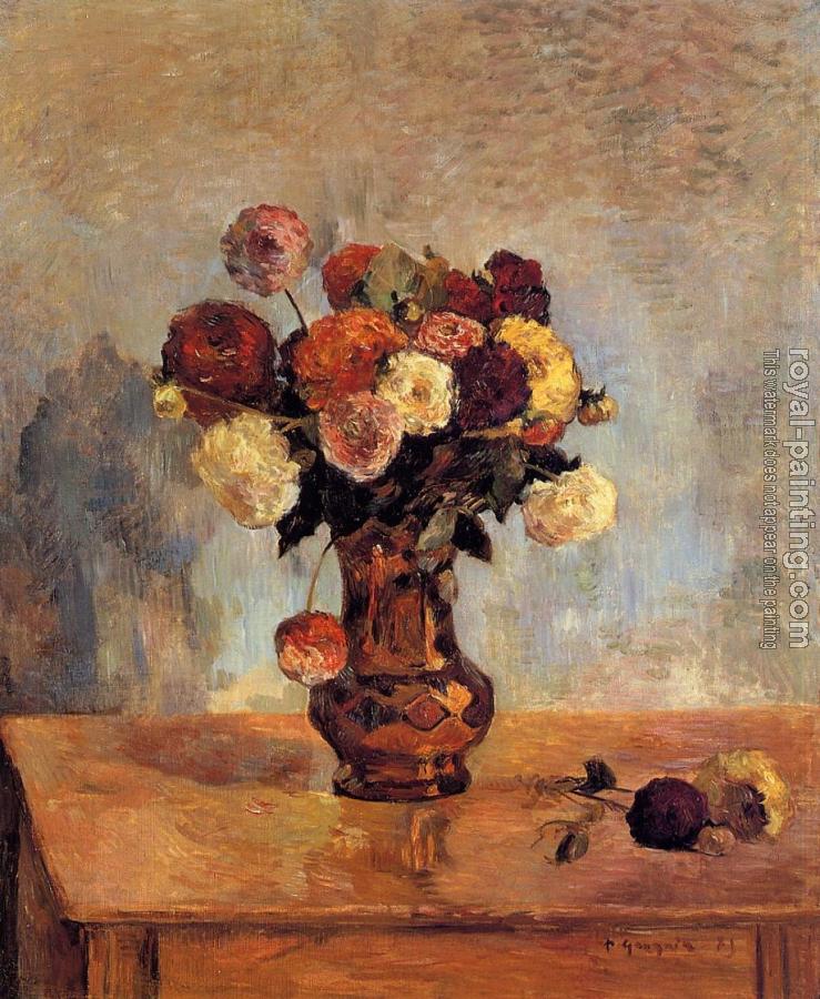 Paul Gauguin : Dahlias in a Copper Vase Paul Gauguin : Dahlias in a Copper Vase
